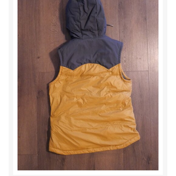 Patagonia Bivy Hooded Down Vest - Women's Size Small - Navy Blue and Gold - Picture 2 of 5